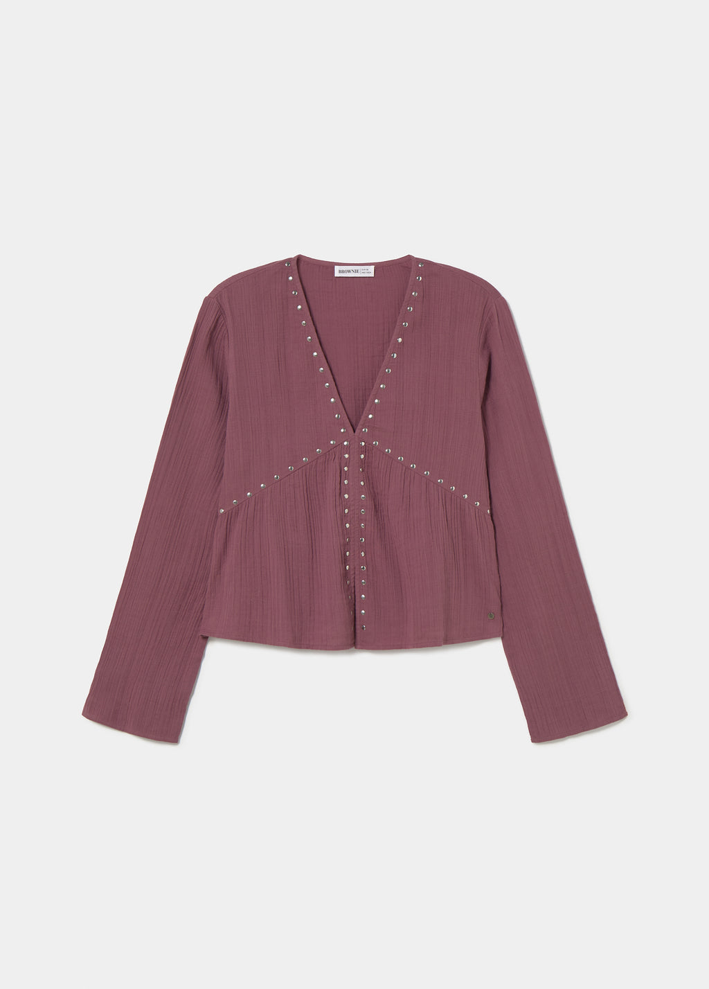 Blusa a maniche lunghe con borchie