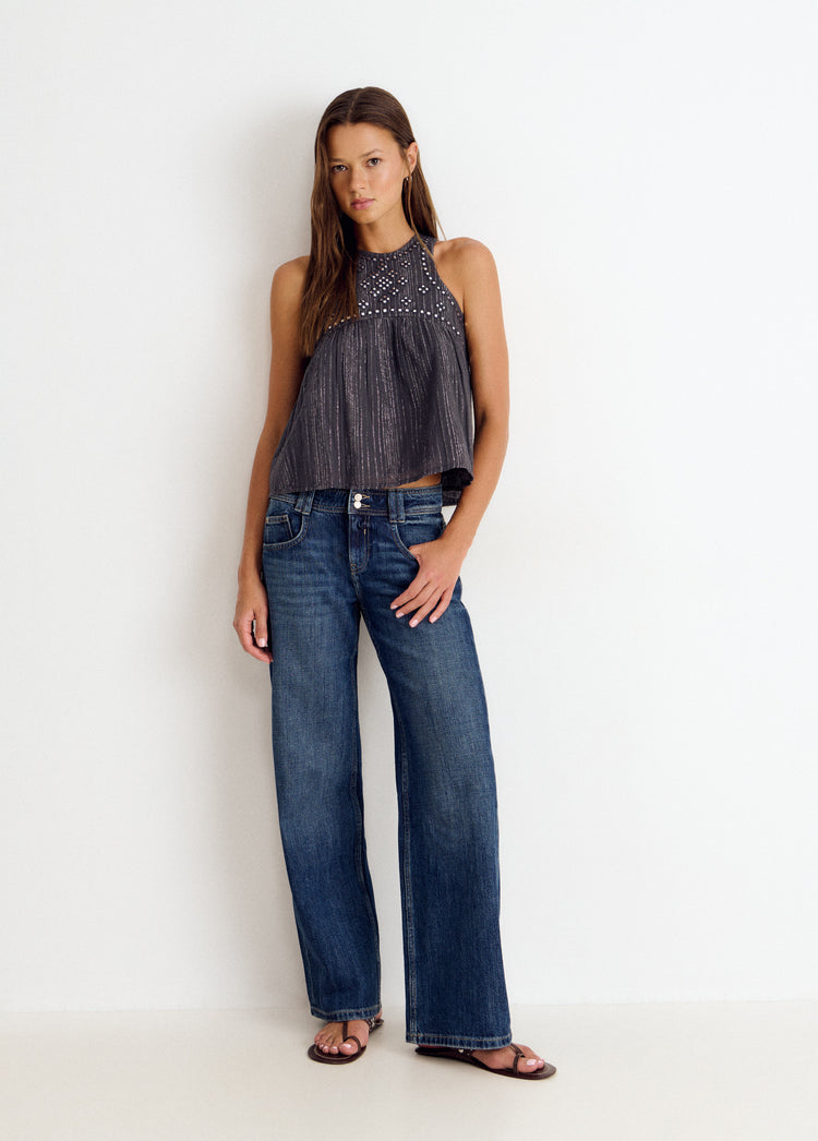 Halter top with mirror details