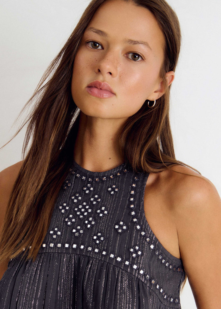 Halter top with mirror details