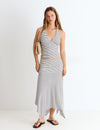 Midi skirt with woven stripe