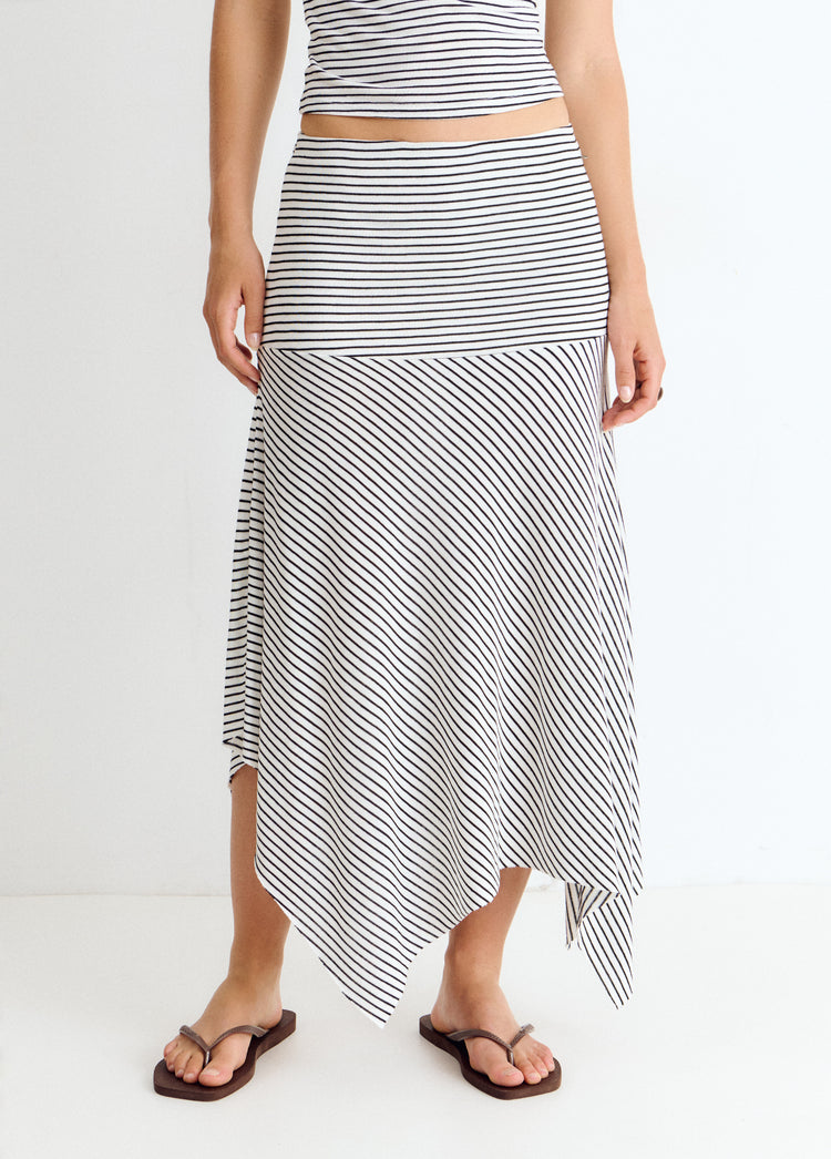 Midi rok met geweven streep