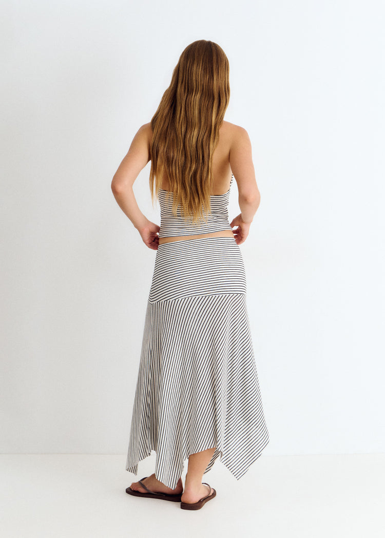 Midi rok met geweven streep