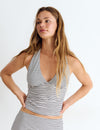 Woven stripe halter top