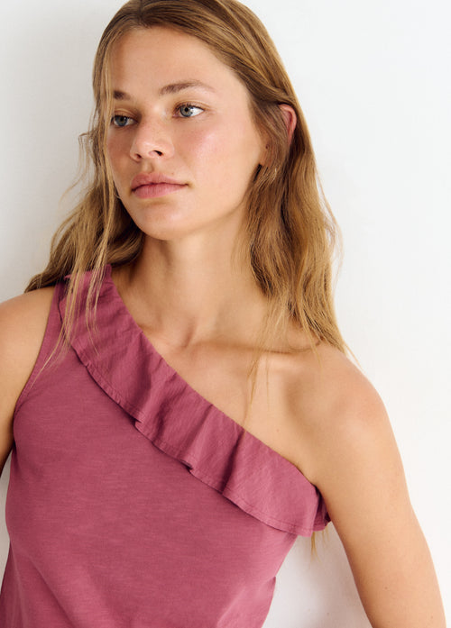 Asymmetrisches T-Shirt mit Volant