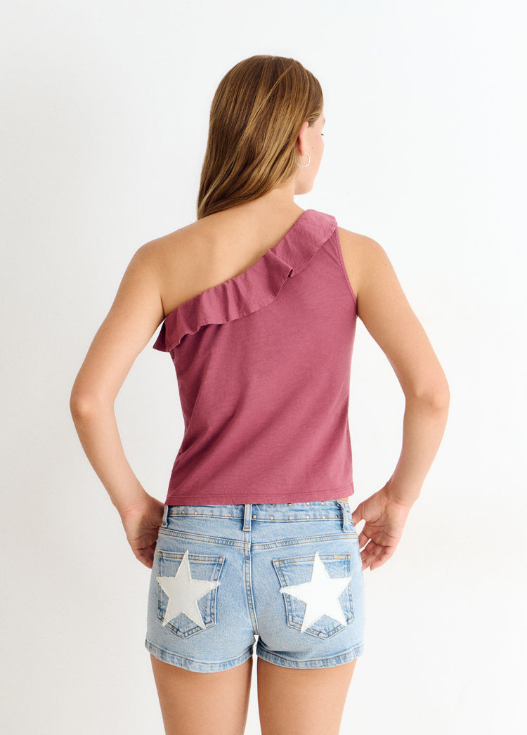 Asymmetrical ruffle t-shirt