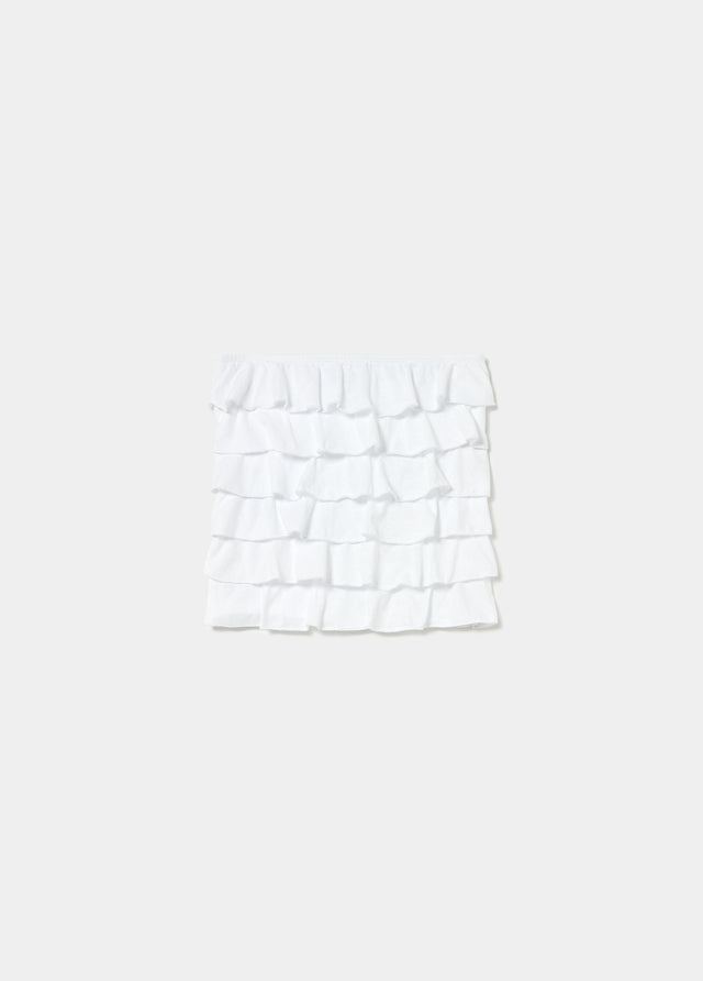 Smocked back top with multiple ruffles