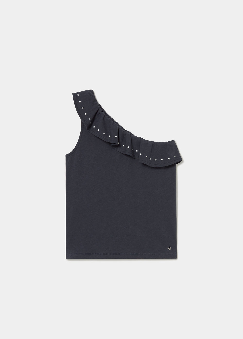 Asymmetric t-shirt ruffle with studs