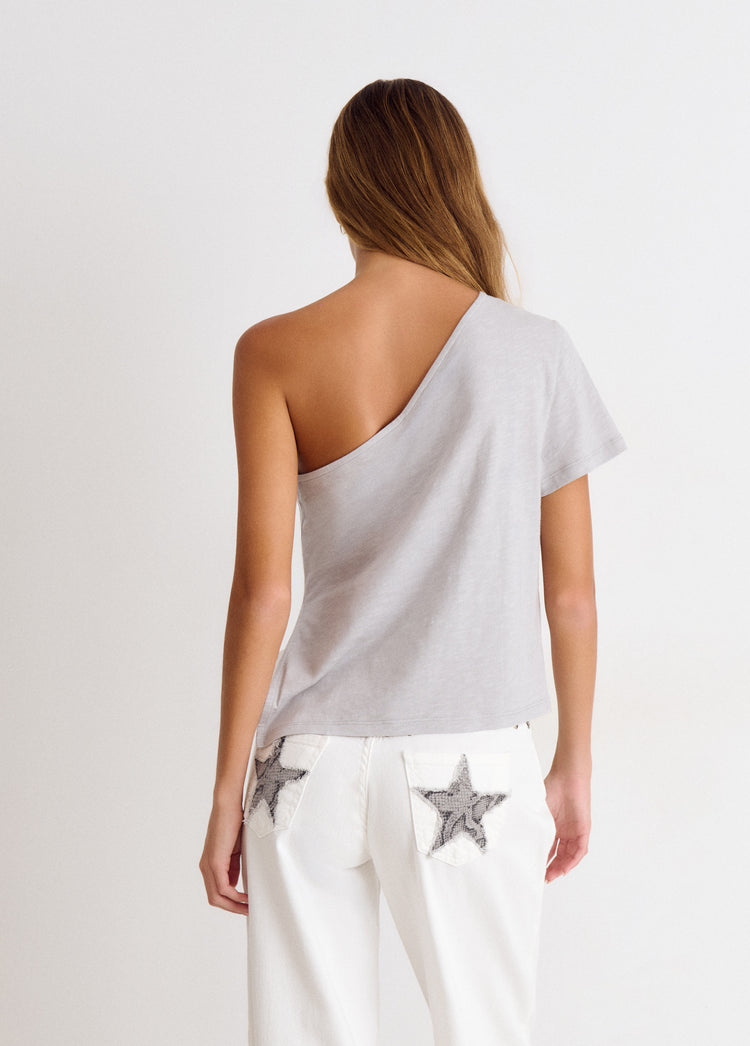 Asymmetric flower studded t-shirt