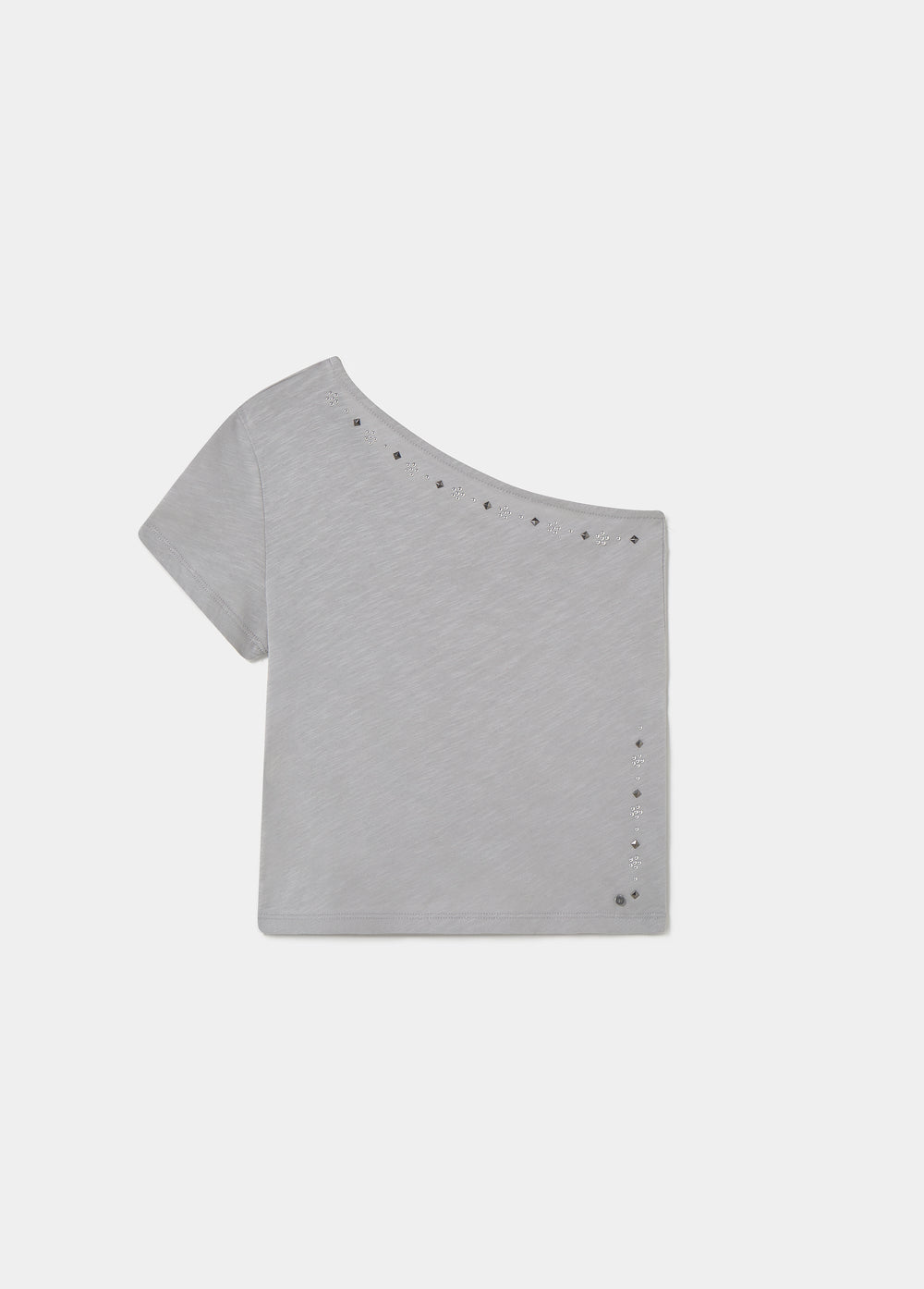 Asymmetrisch T-shirt met bloem en studs