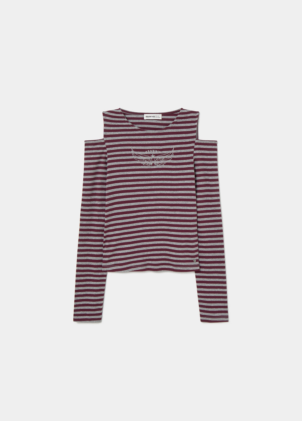 T-shirt à épaules ajourées, rayures en lurex