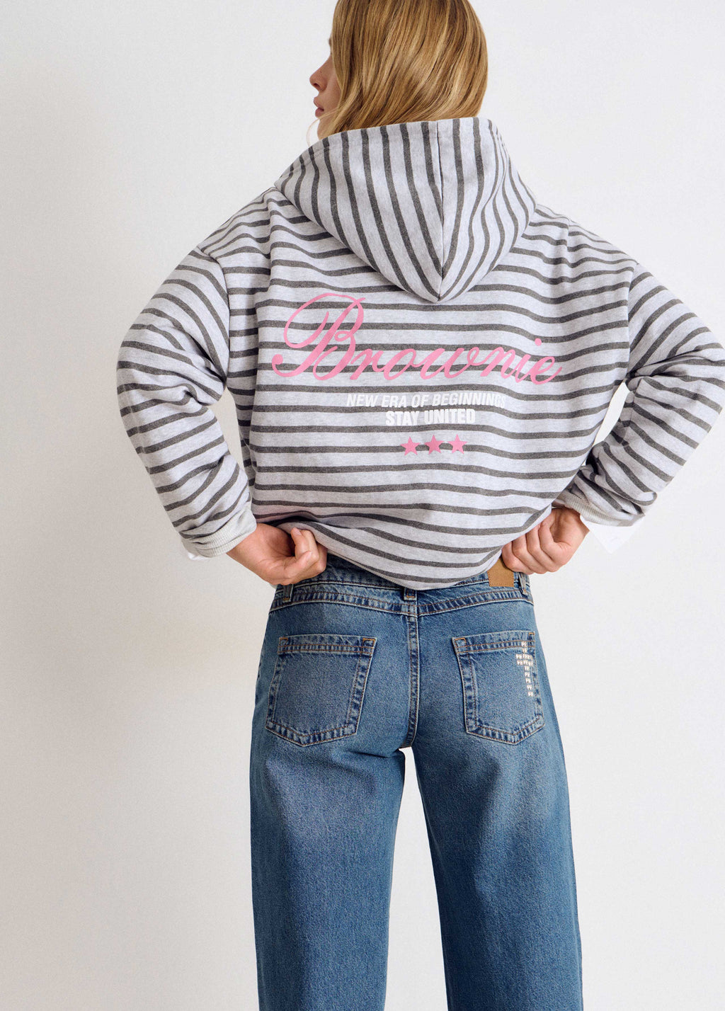 Sweatshirt met rits, streep en borduursel