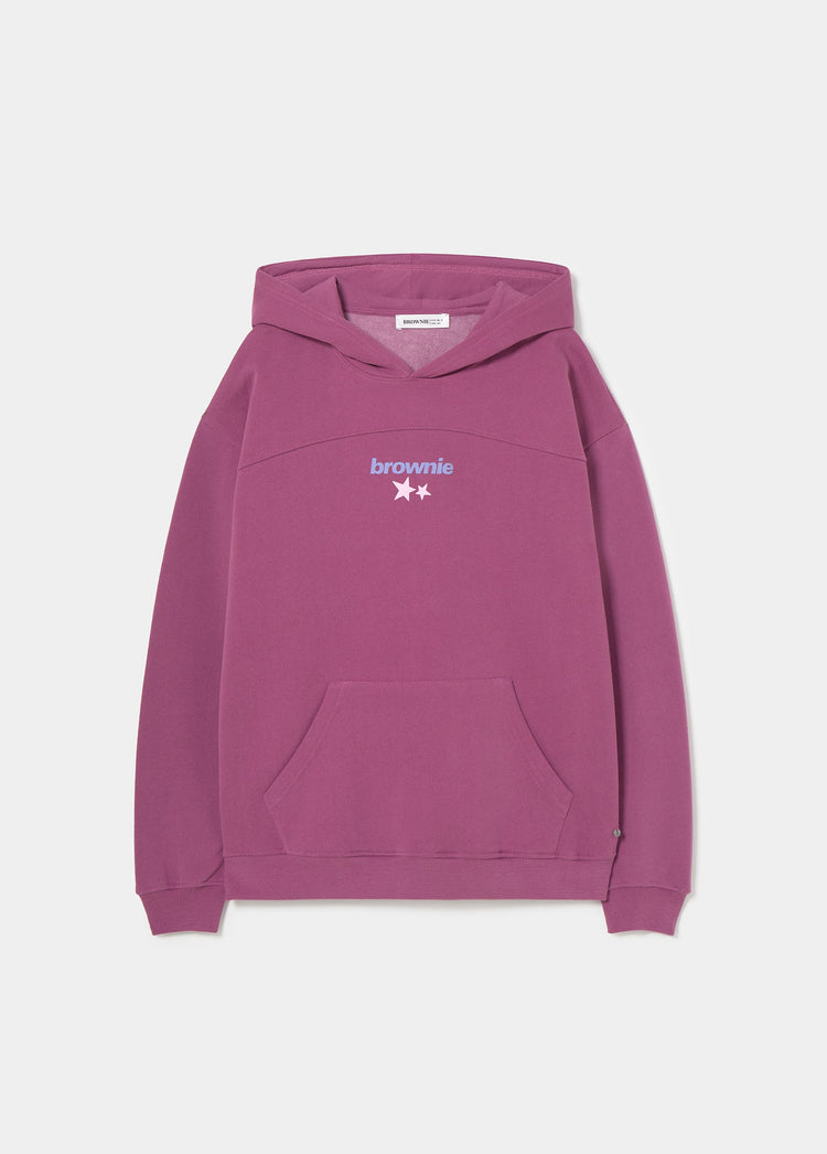 Sudadera de color granate con bolsillo frontal y logotipo de estrellas