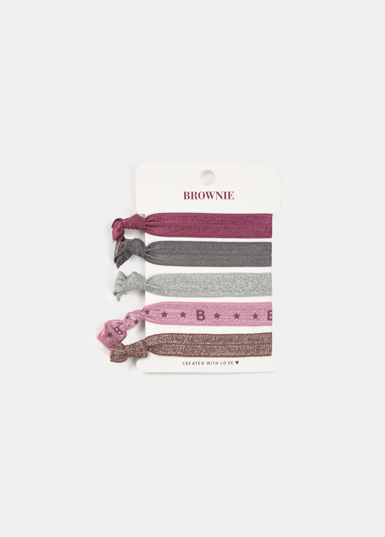 Gomas pelo brownie logo de color granate con detalles metálicos y estampados