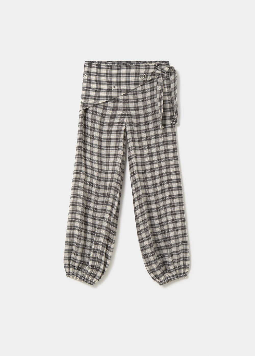 Plaid harem pants with scarf