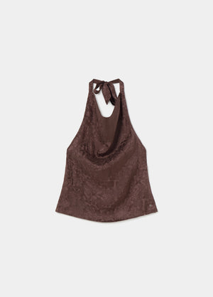 Jacquard-knit halter top
