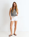 Mini shorts with flap pockets