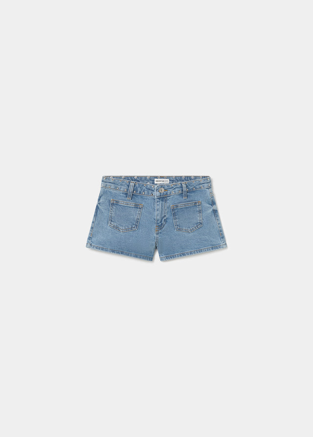 Studded shorts with star patch