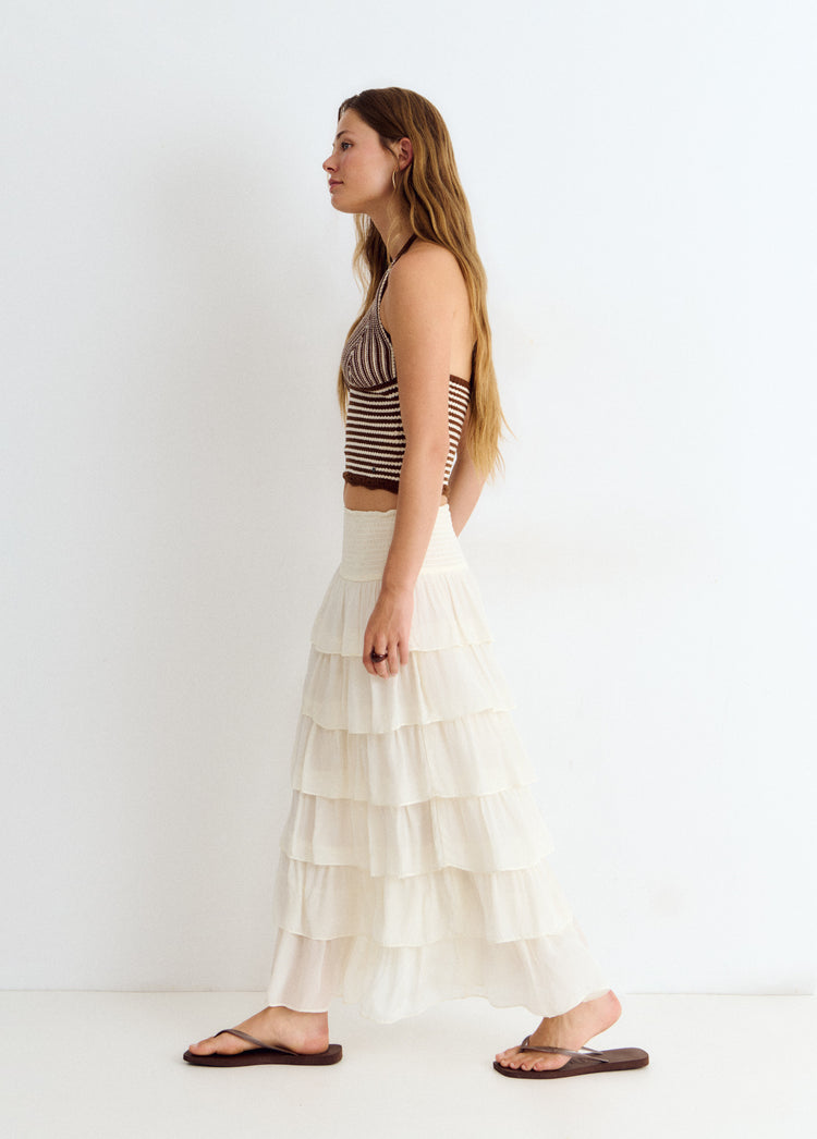Long multi-tiered skirt