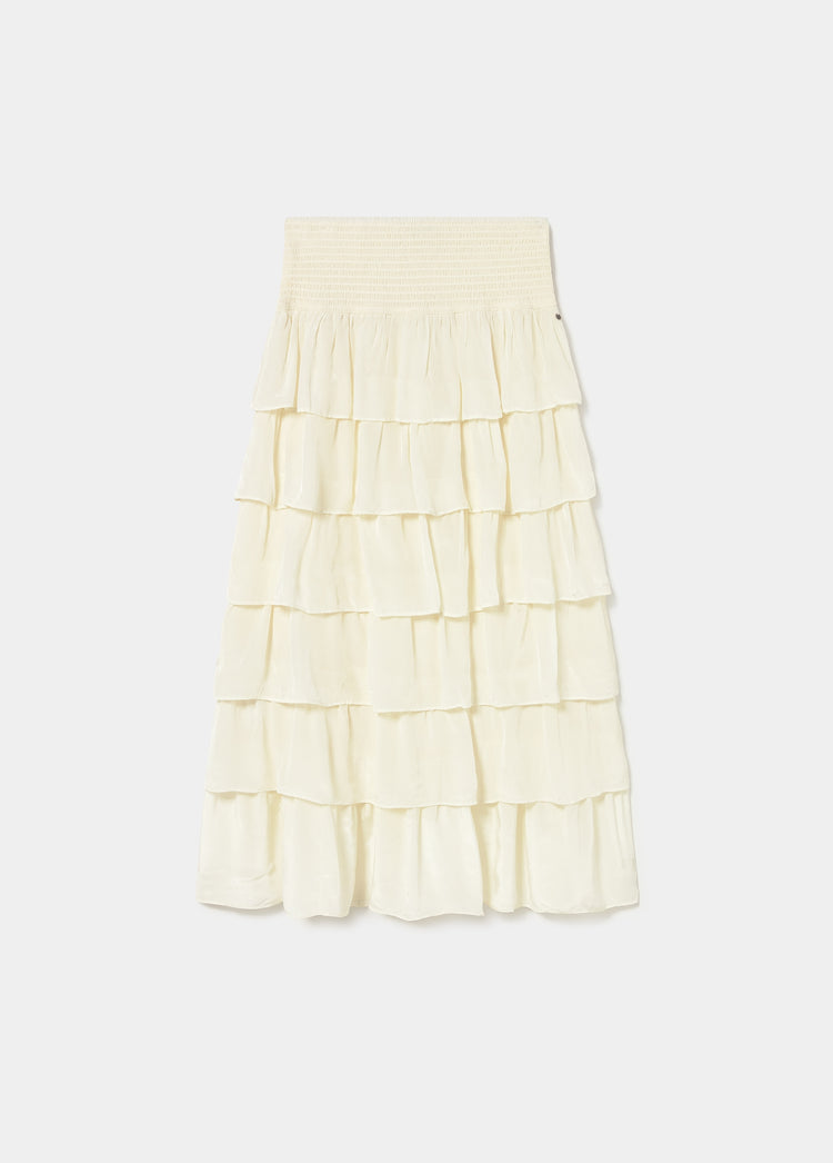 Long multi-tiered skirt