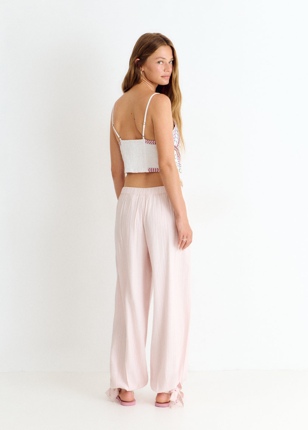 Embroidered strap top