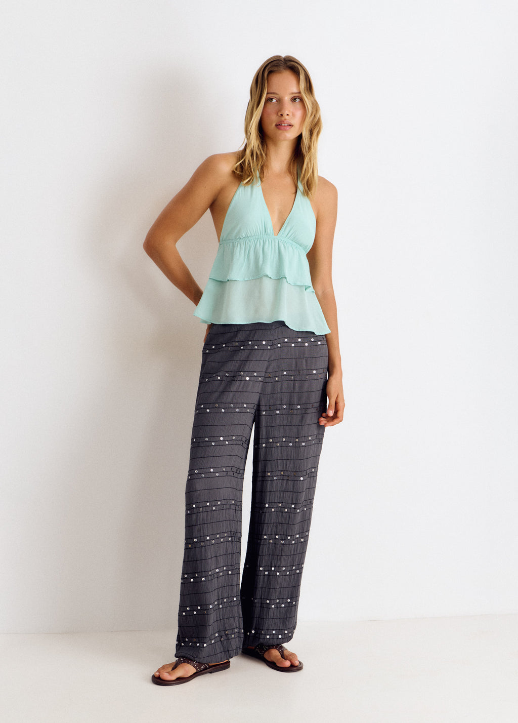 Ruffled strap top
