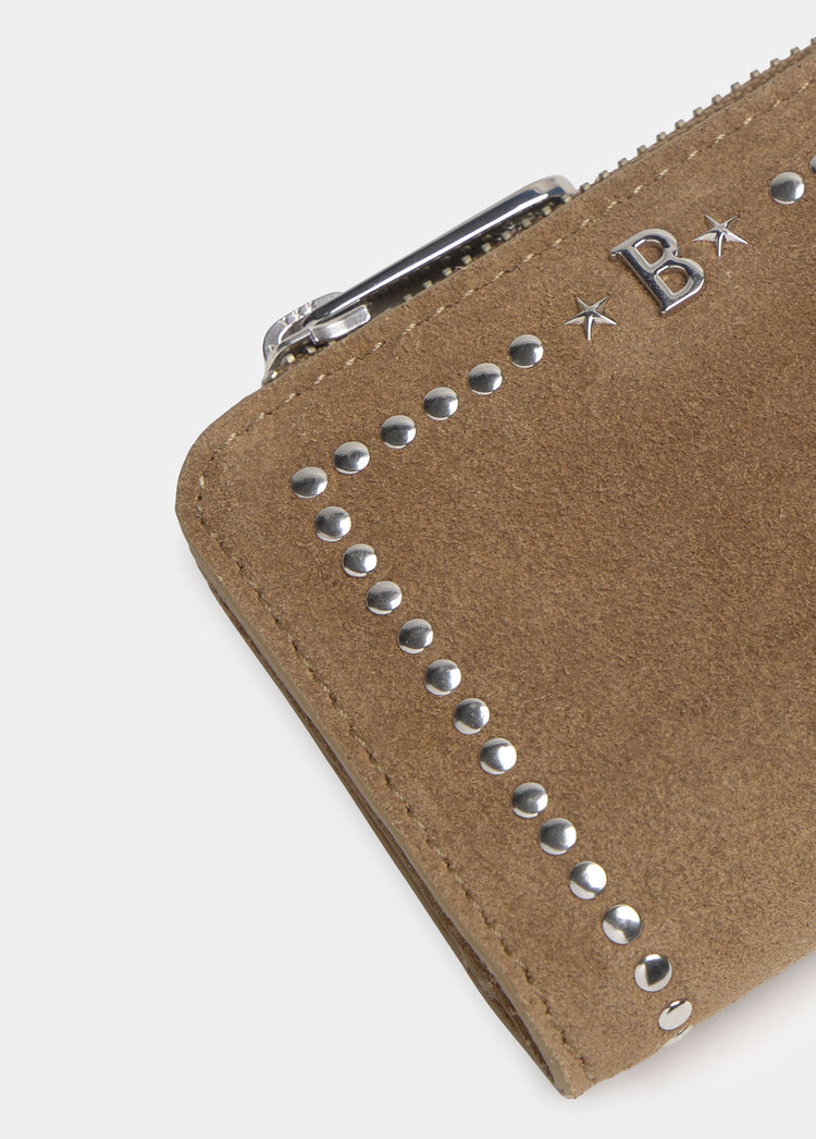 Studded leather coin purse