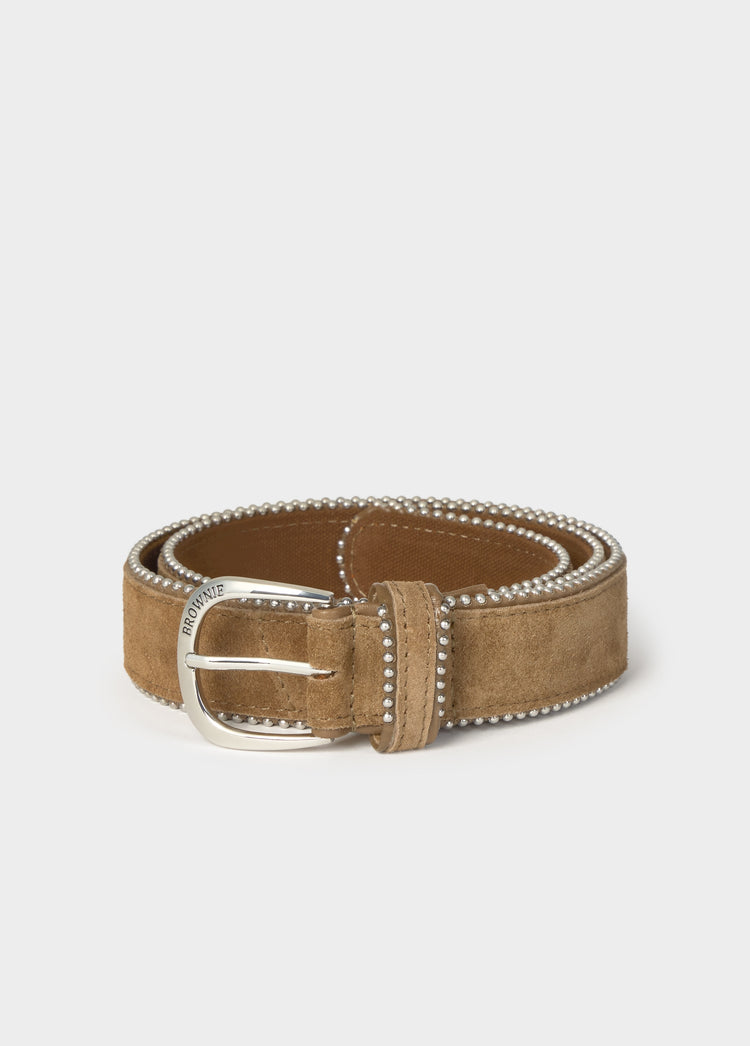 Thin leather bead belt