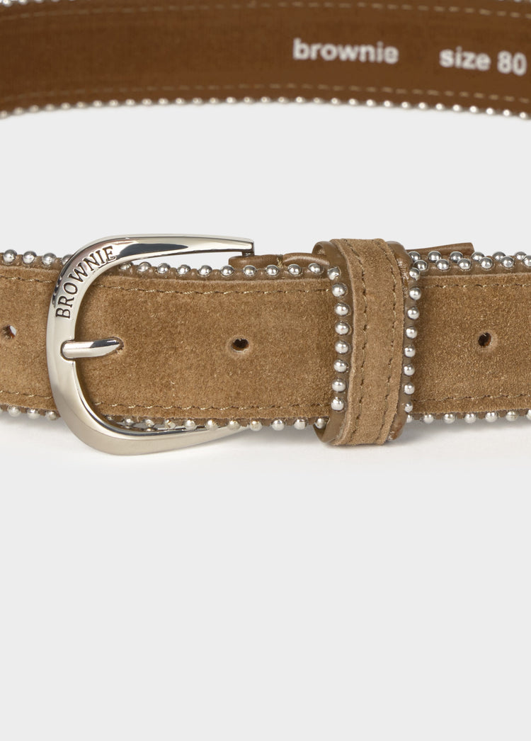 Thin leather bead belt