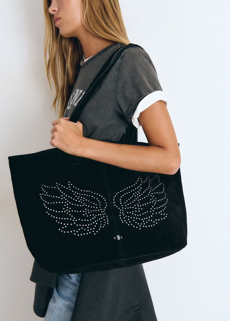 Studded wing shopper bag