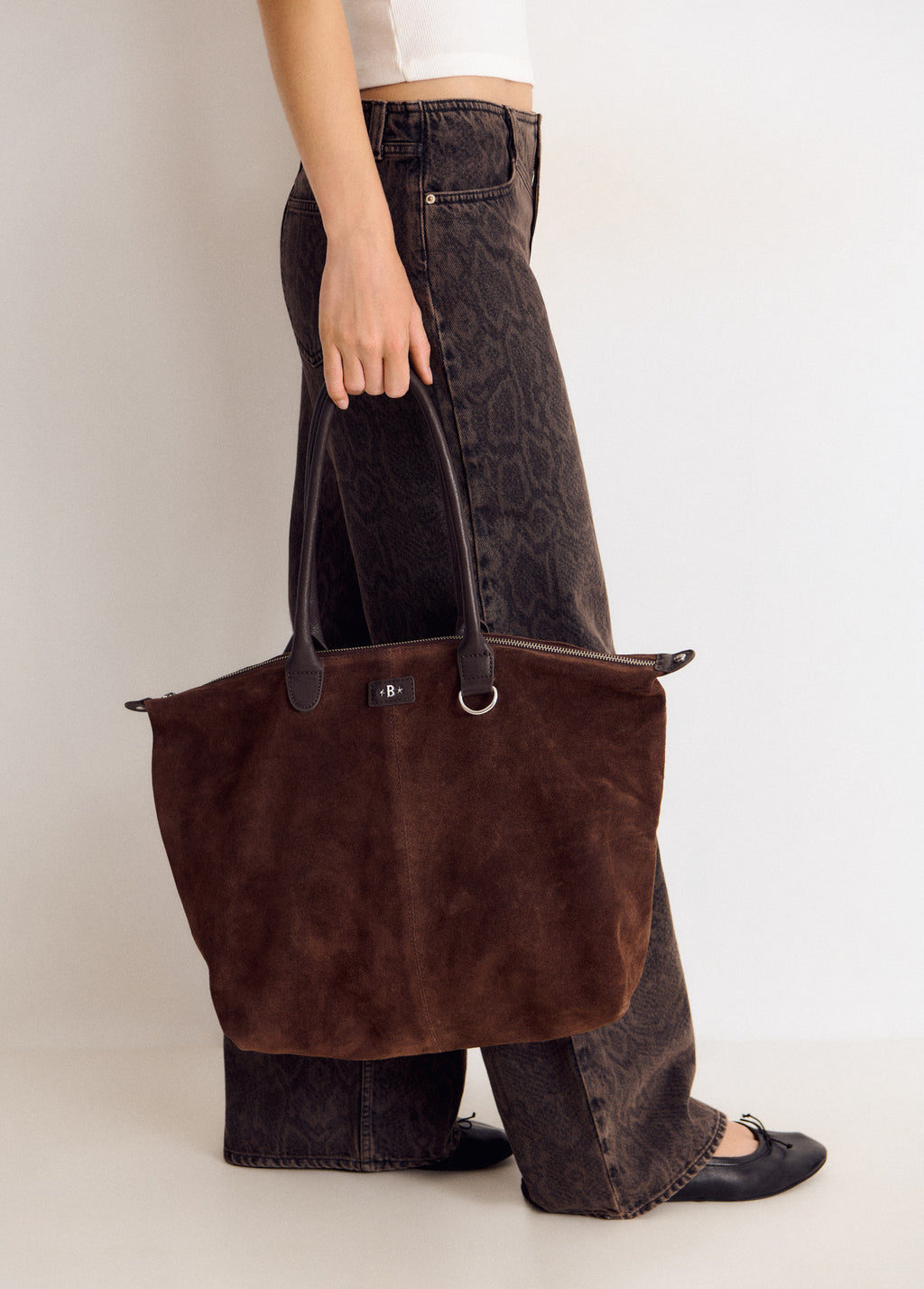 Suede shopper bag