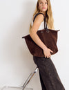 Suede shopper bag