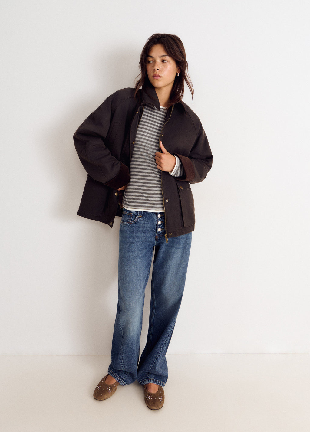 Chaqueta encerada con chaleco borrego