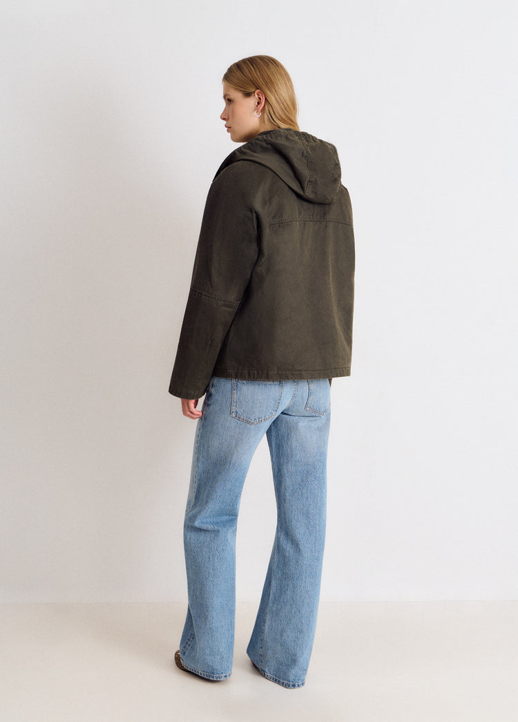 Waxed hooded jacket