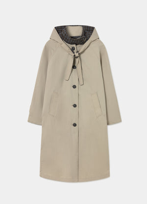 Long hooded trench coat