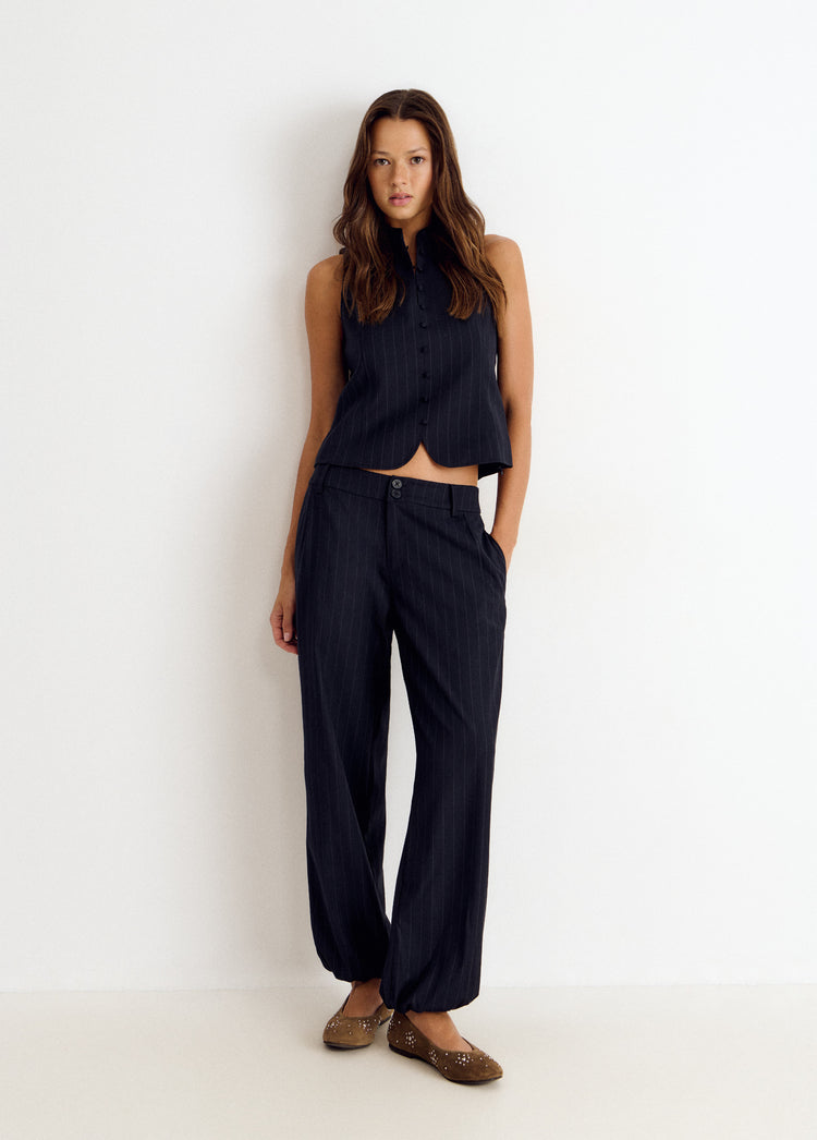 Pinstripe harem trousers