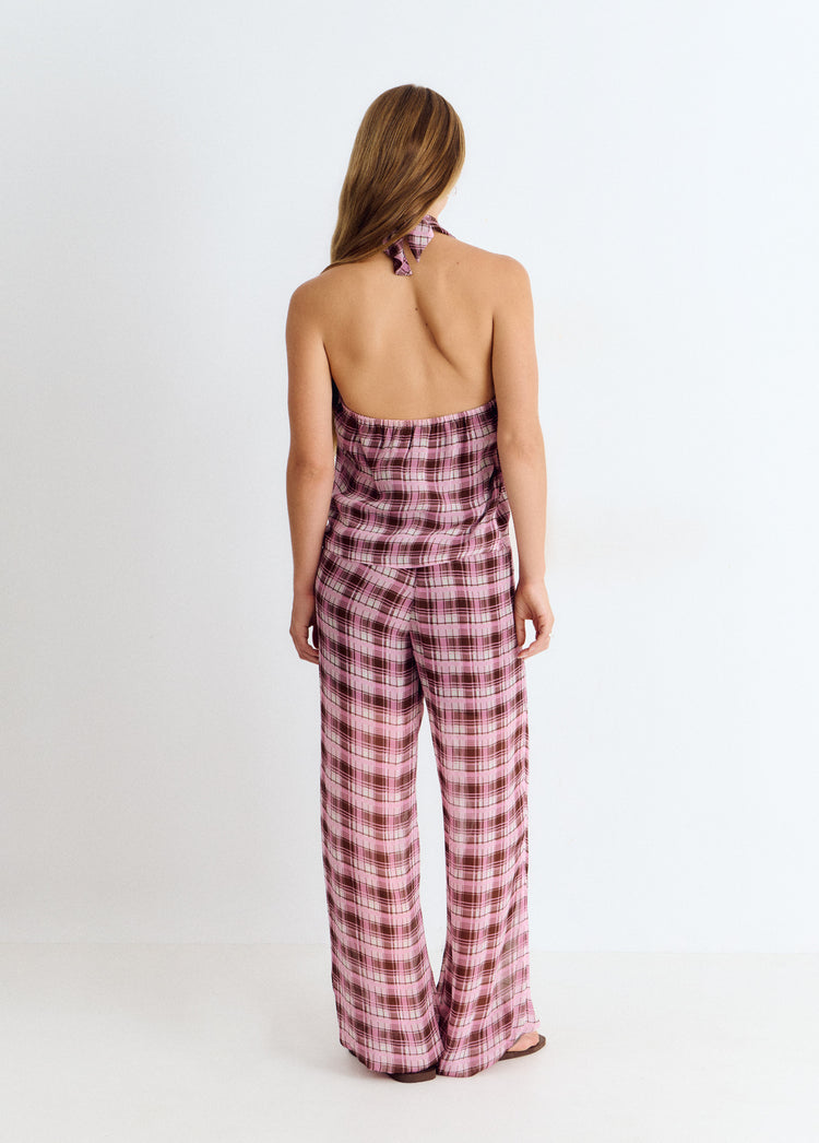 Checkered long harem pants