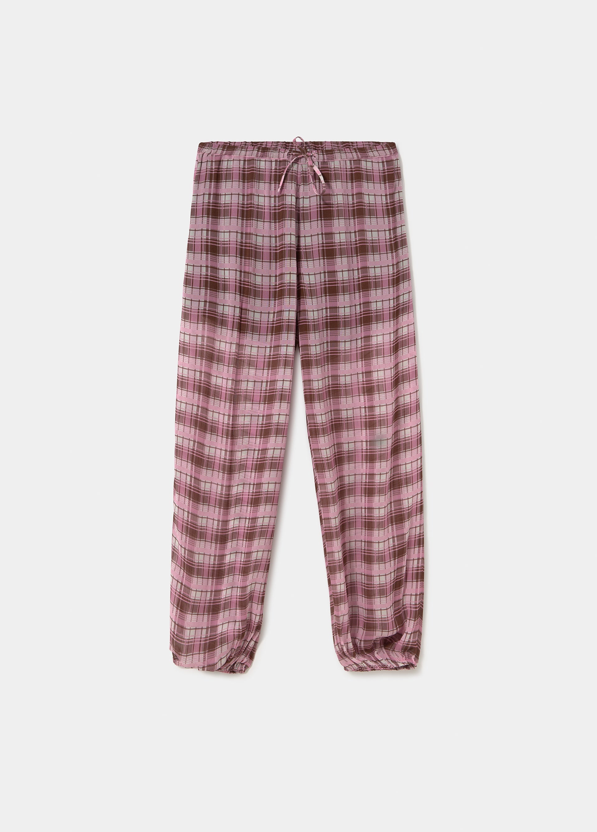 Checkered long harem pants