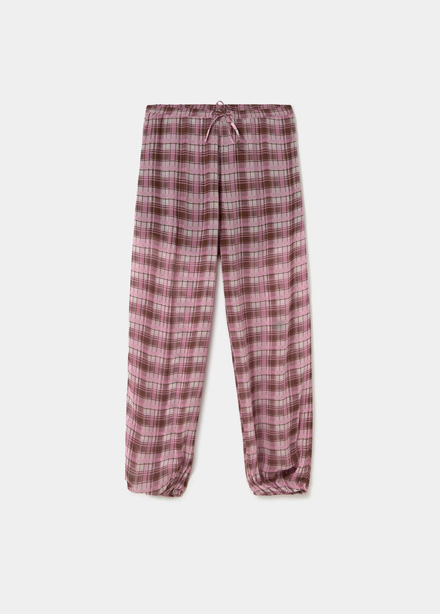 Pantalon long bouffant à carreaux
