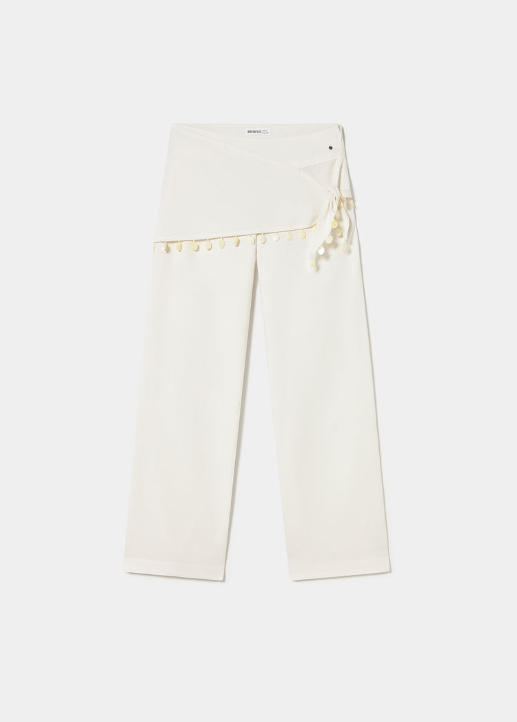 Wrap pants with shell detail