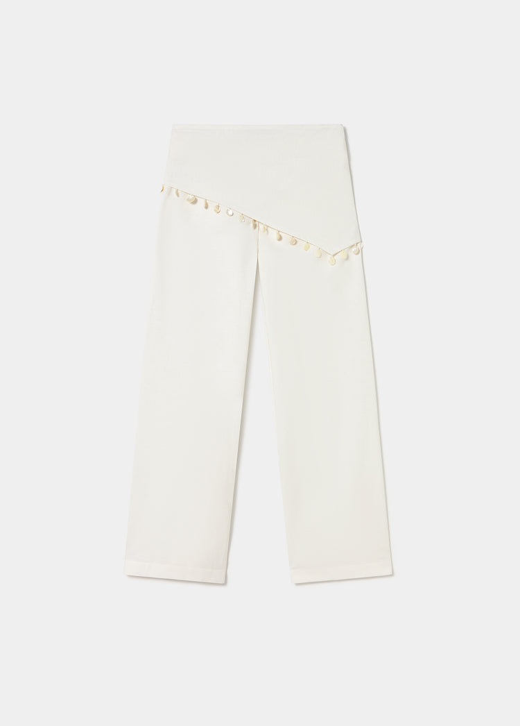 Wrap pants with shell detail