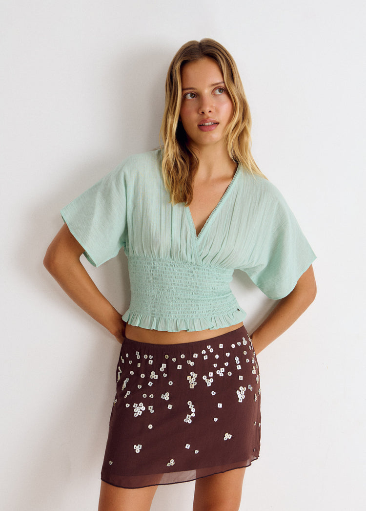 Blusa smock bordado
