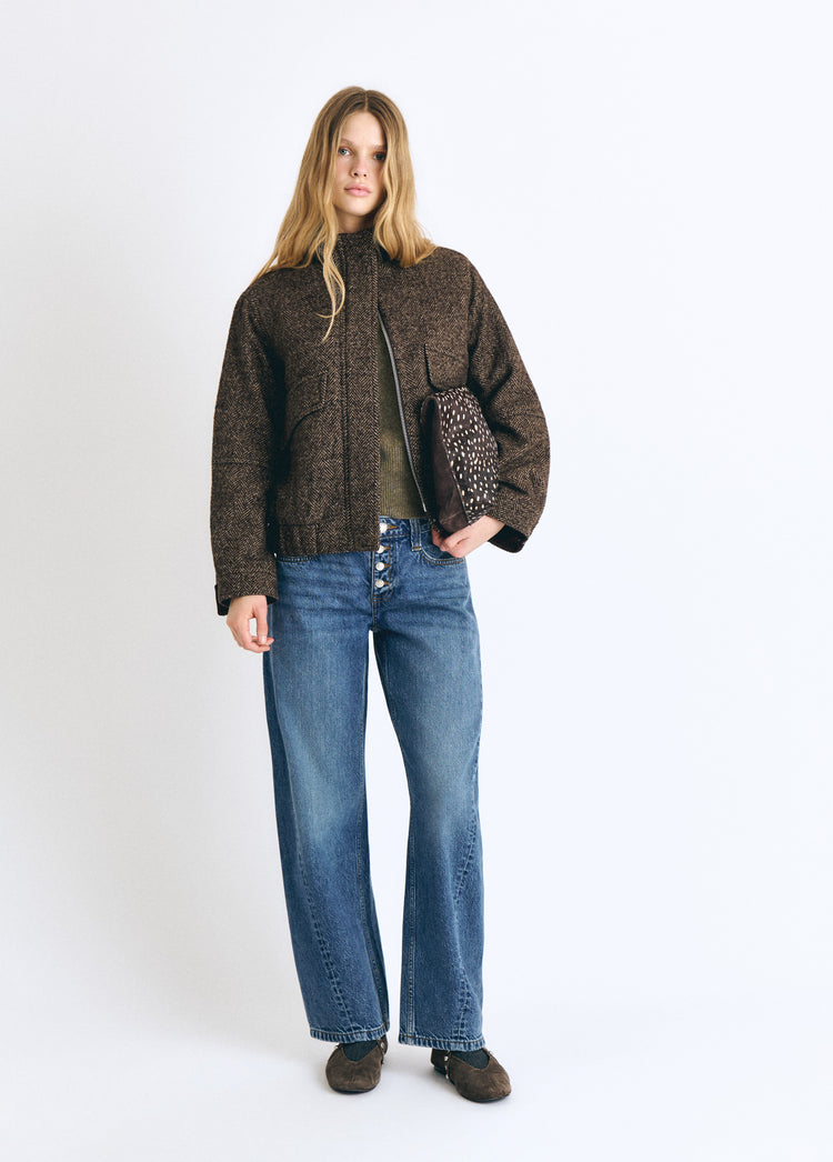 Herringbone wool bomber jacket