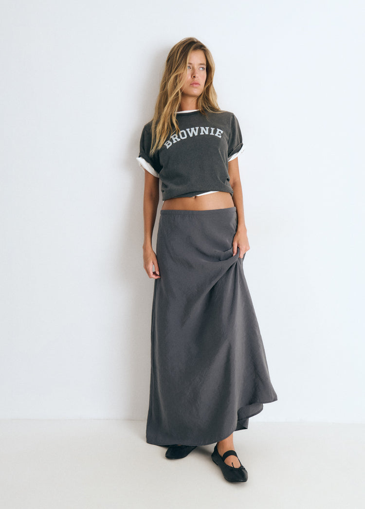 Long skirt made of cupro fabric
