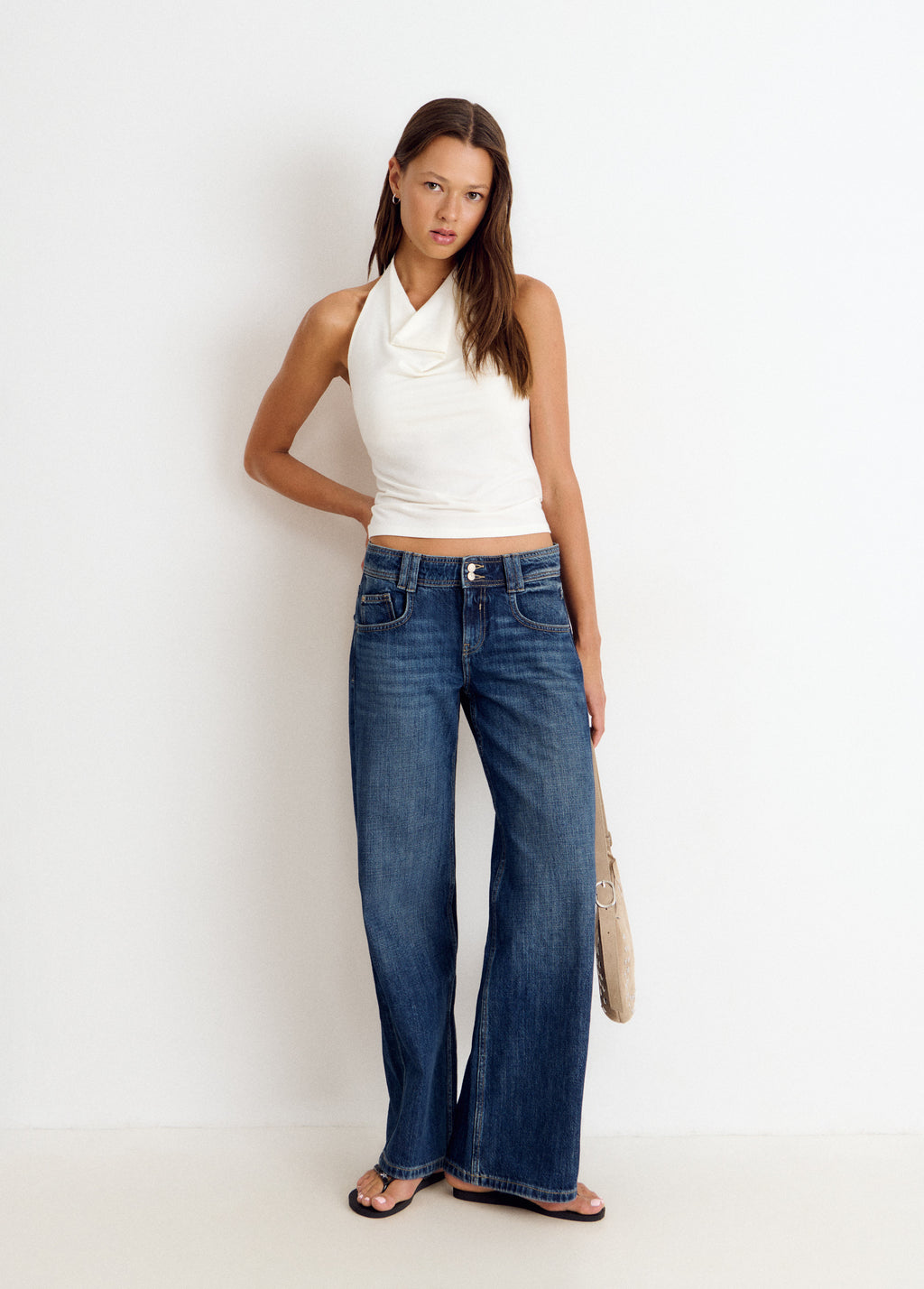 Top halter with cascading ruffles
