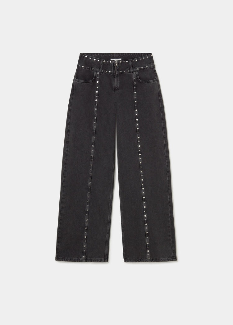 Jeans a zampa con borchie