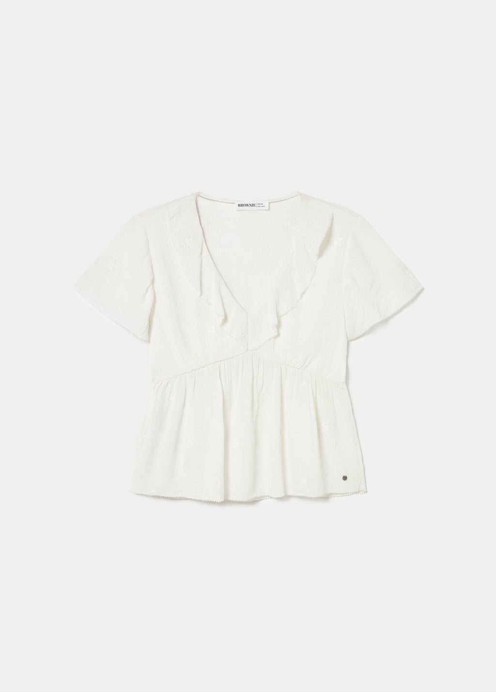 Short sleeve blouse with ruffles