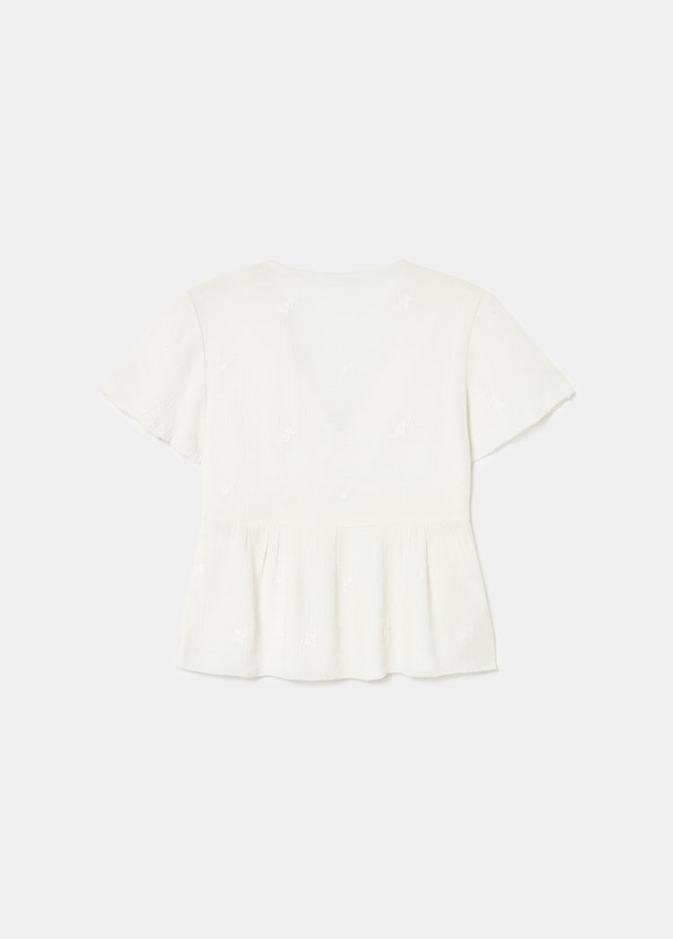Blusa manga corta volantes