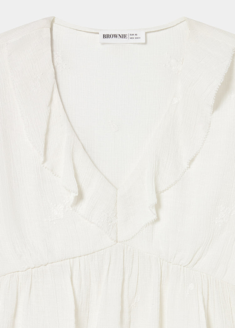 Blusa manga corta volantes