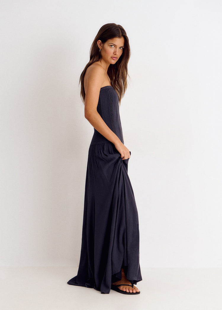 Long bandeau lace dress