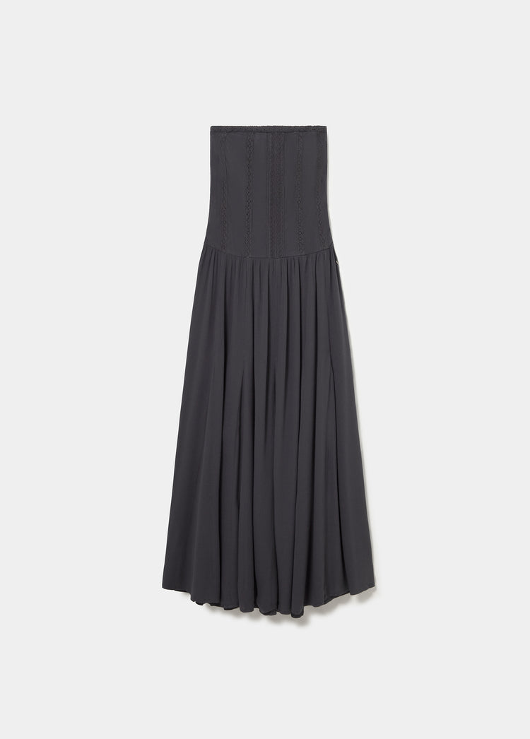 Long bandeau lace dress